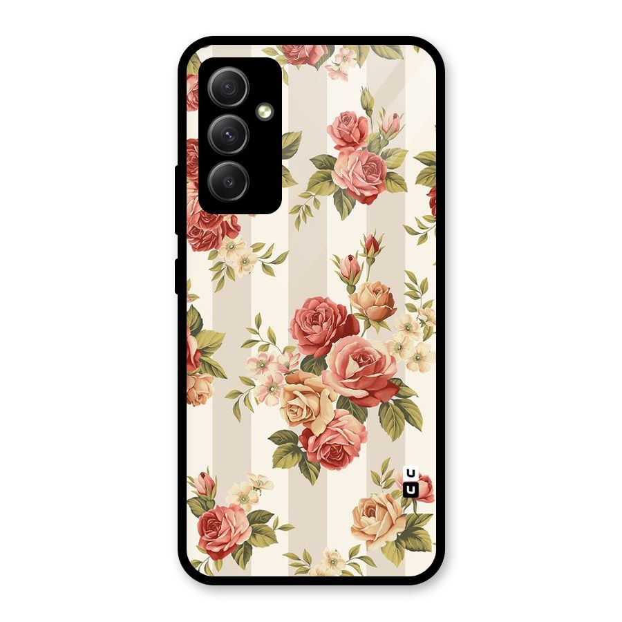 Vintage Color Flowers Glass Back Case for Galaxy A34