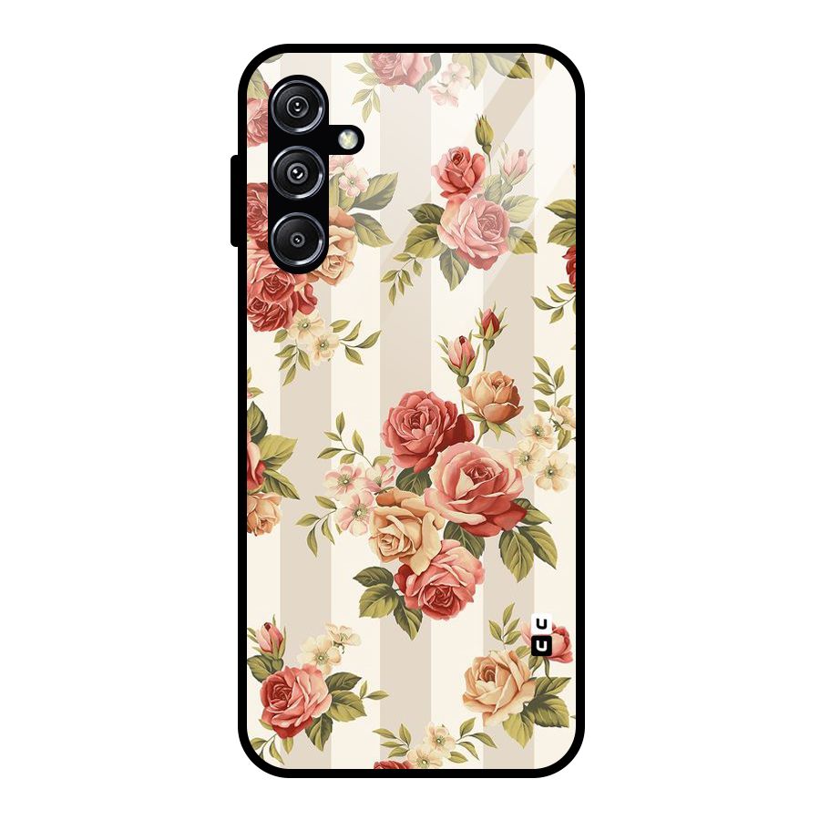Vintage Color Flowers Glass Back Case for Galaxy M34 5G