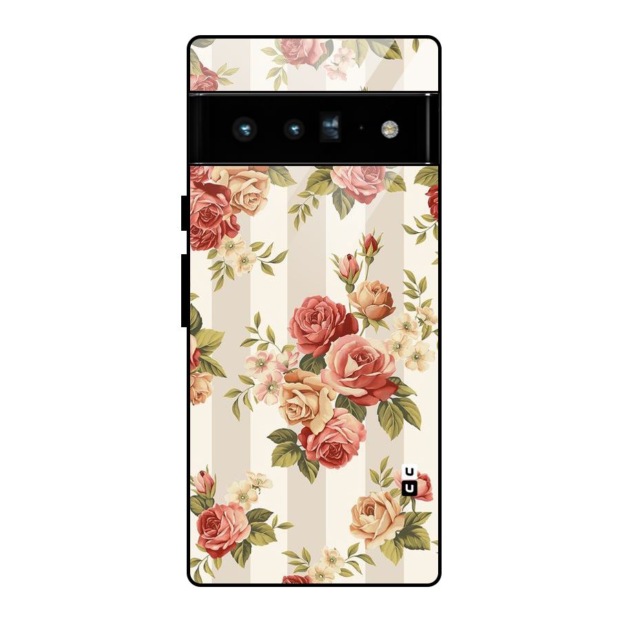 Vintage Color Flowers Glass Back Case for Google Pixel 6 Pro