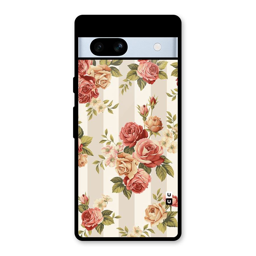 Vintage Color Flowers Glass Back Case for Google Pixel 7a