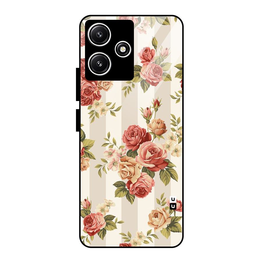 Vintage Color Flowers Glass Back Case for Poco M6 Pro