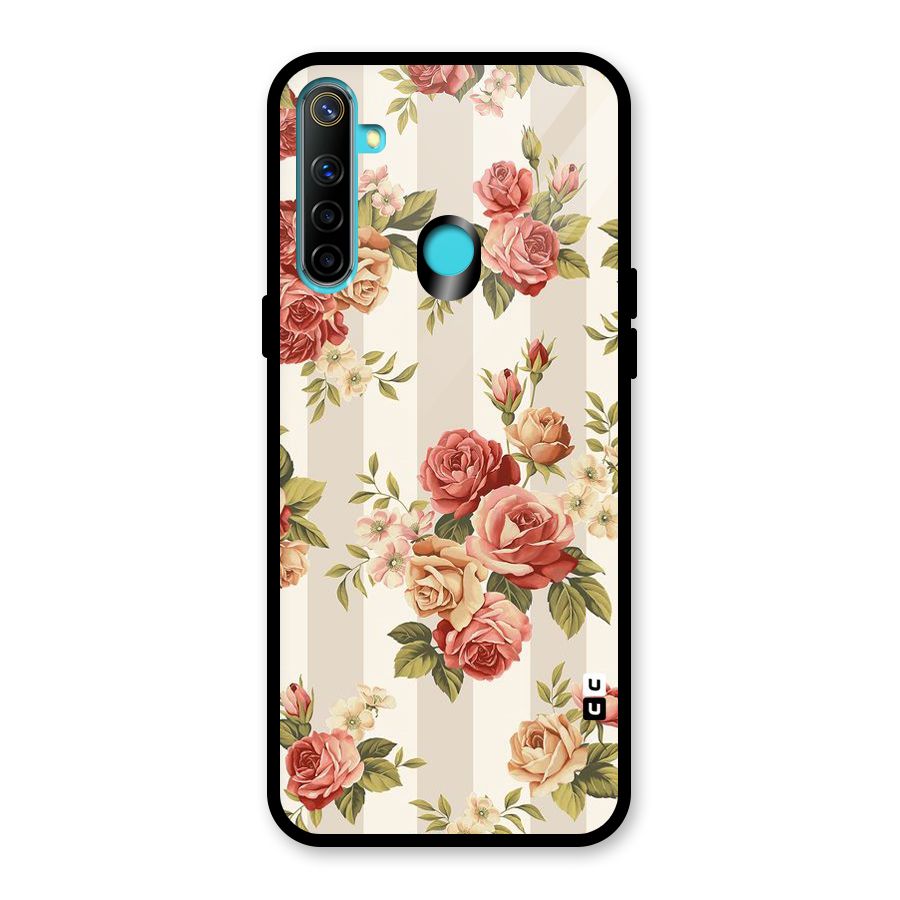 Vintage Color Flowers Glass Back Case for Realme 5i