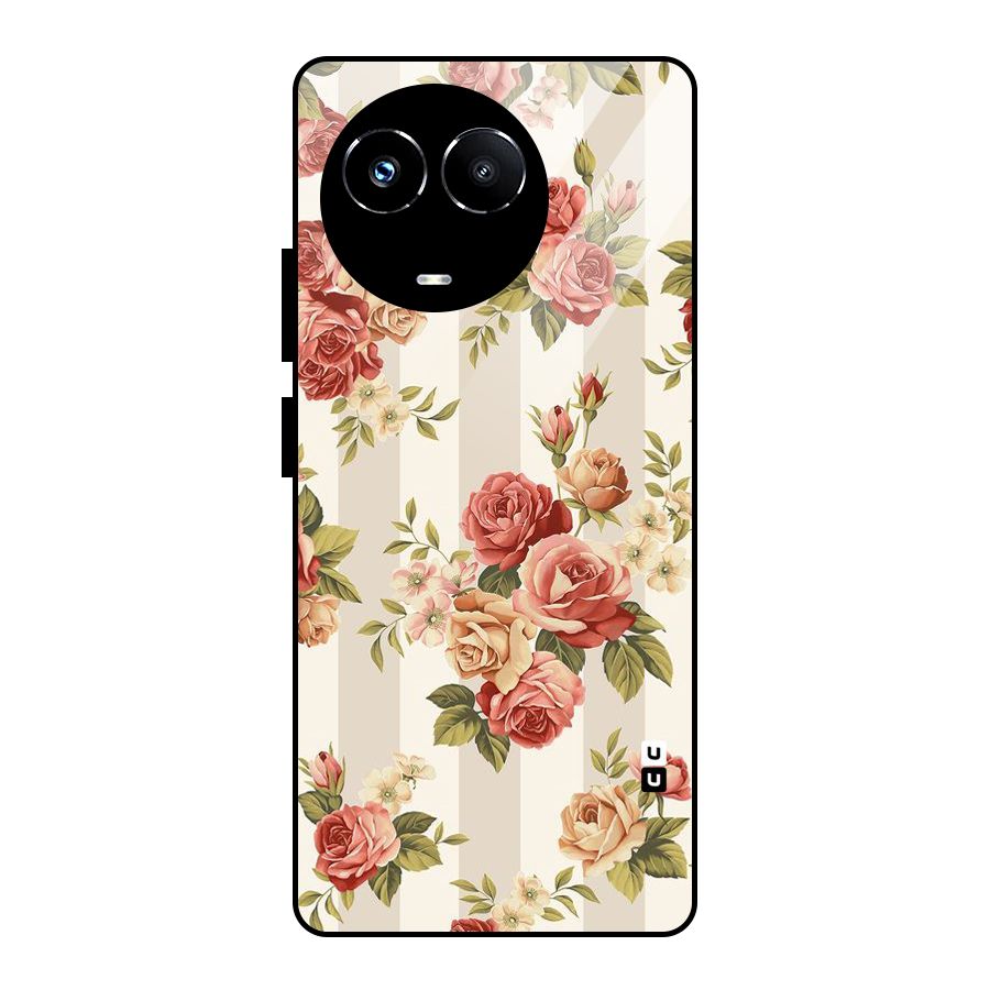 Vintage Color Flowers Glass Back Case for Realme Narzo 60X