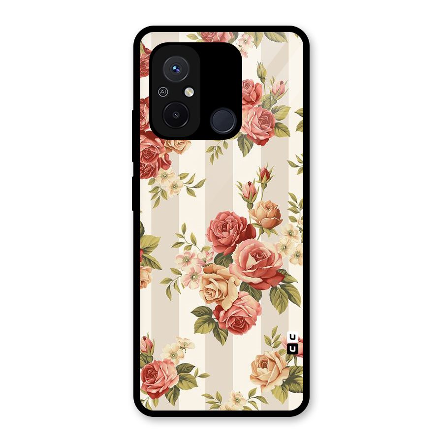 Vintage Color Flowers Glass Back Case for Redmi 12C