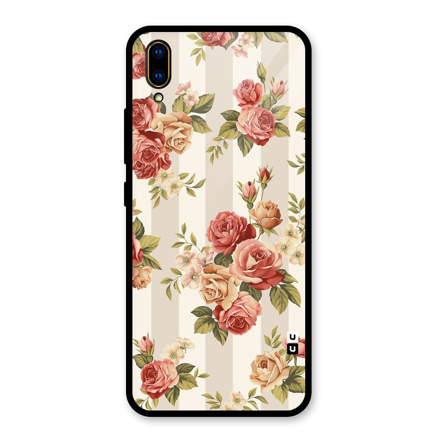 Vintage Color Flowers Glass Back Case for Vivo V11 Pro