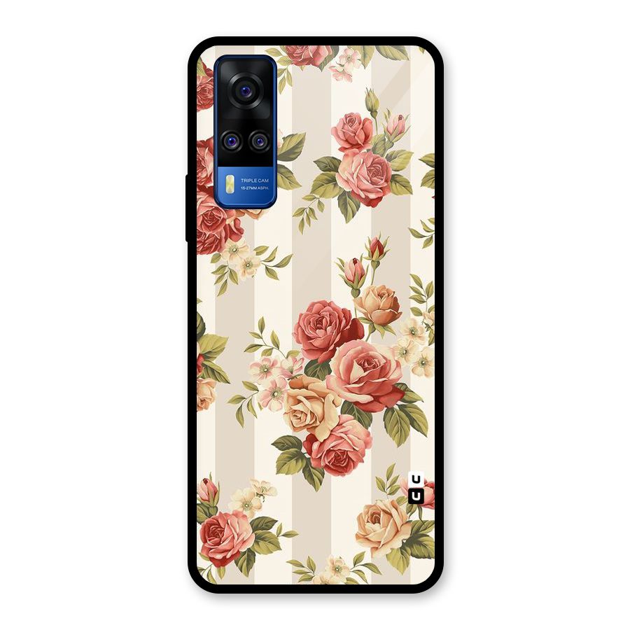 Vintage Color Flowers Glass Back Case for Vivo Y31