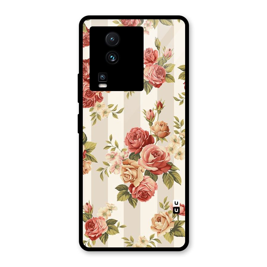 Vintage Color Flowers Glass Back Case for Vivo iQOO Neo 7 Pro