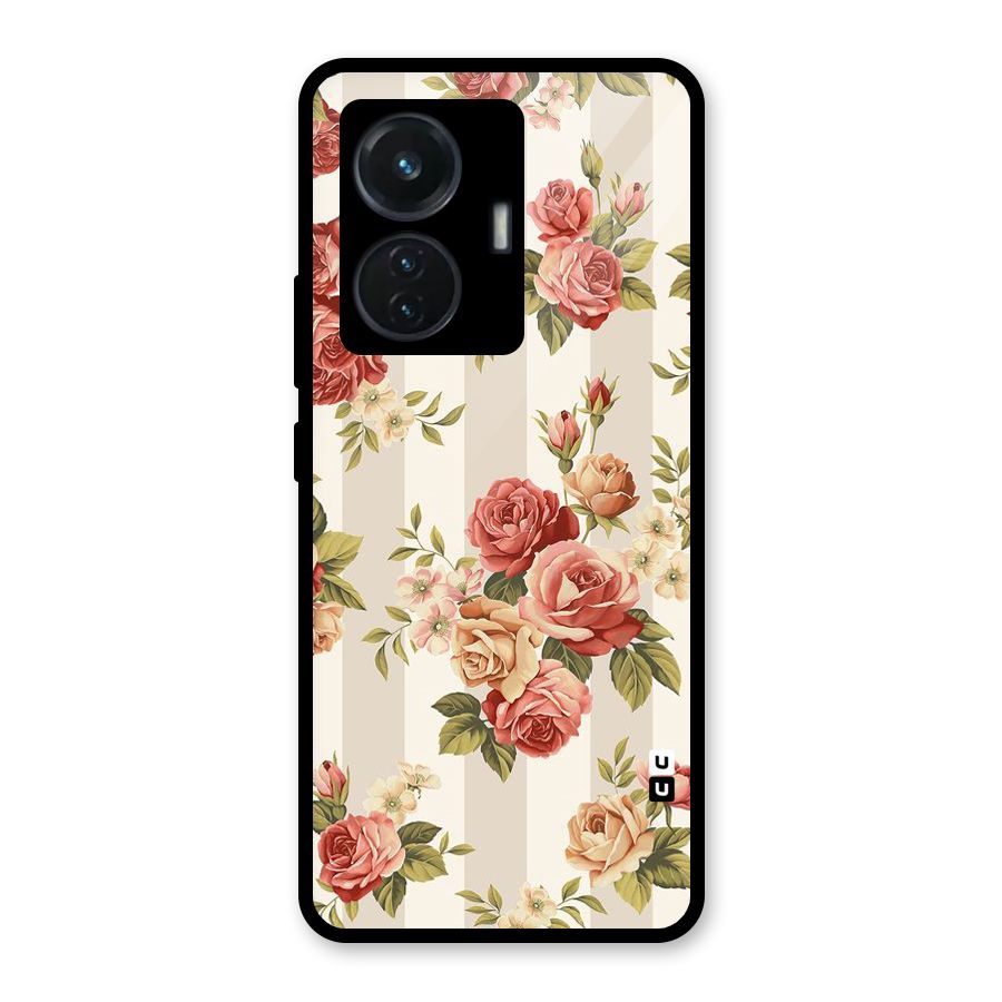 Vintage Color Flowers Glass Back Case for iQOO Z6 44W