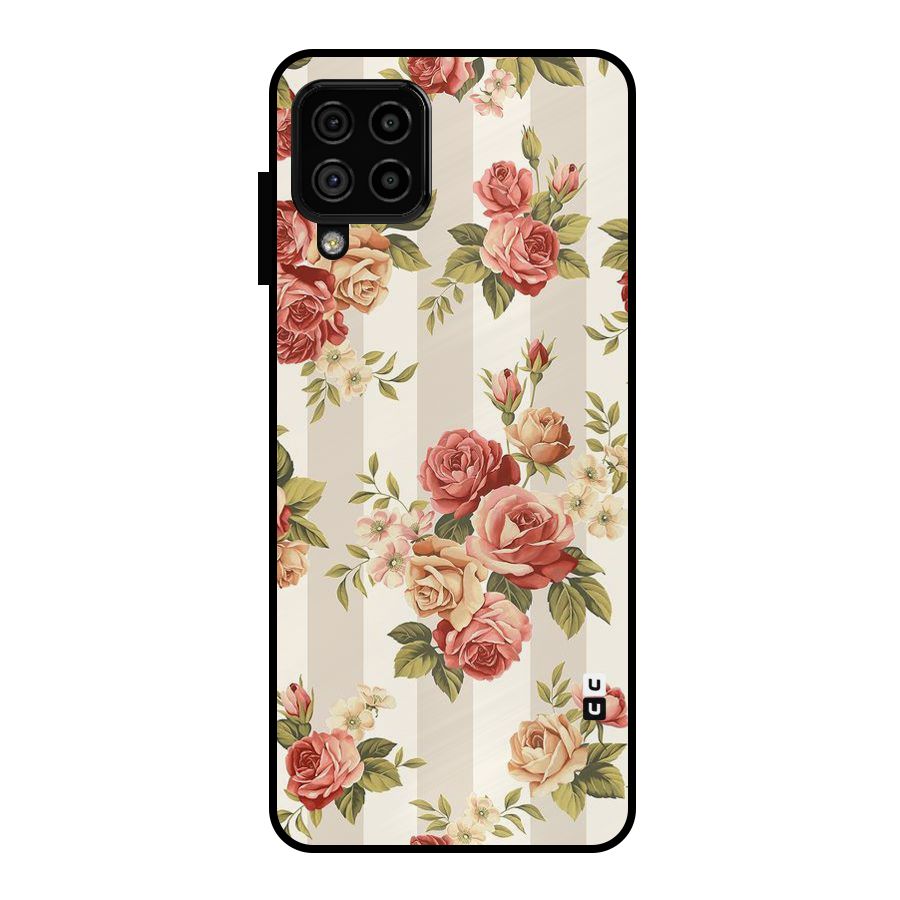 Vintage Color Flowers Metal Back Case for Galaxy A22 4G