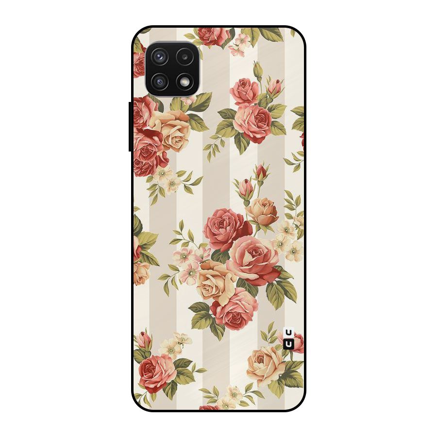 Vintage Color Flowers Metal Back Case for Galaxy A22 5G