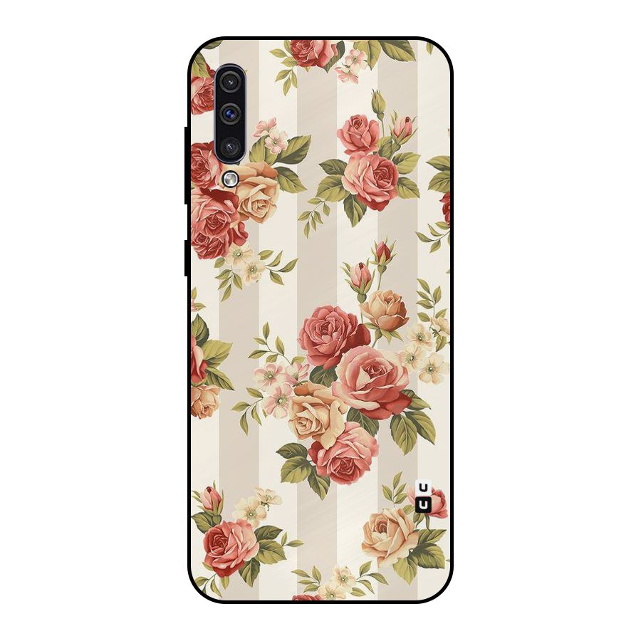 Vintage Color Flowers Metal Back Case for Galaxy A30s