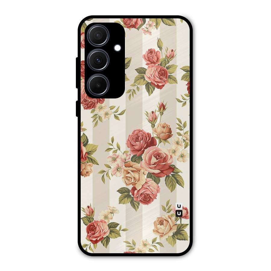 Vintage Color Flowers Metal Back Case for Galaxy A35