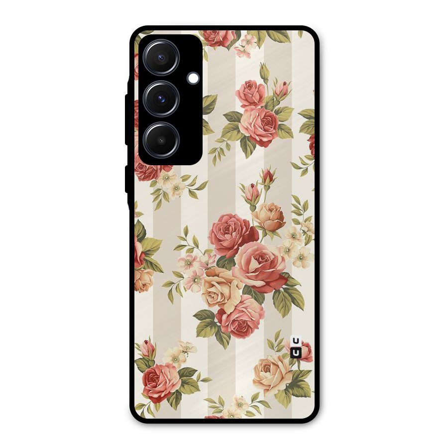 Vintage Color Flowers Metal Back Case for Galaxy A55