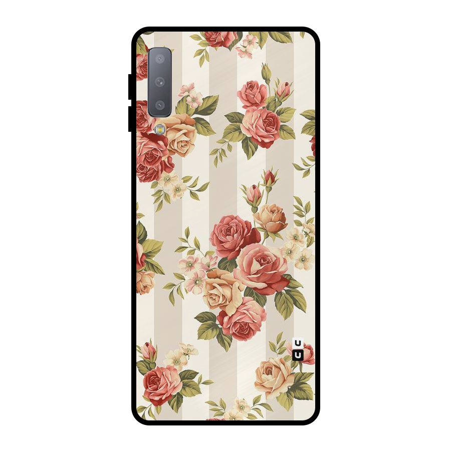 Vintage Color Flowers Metal Back Case for Galaxy A7 (2018)