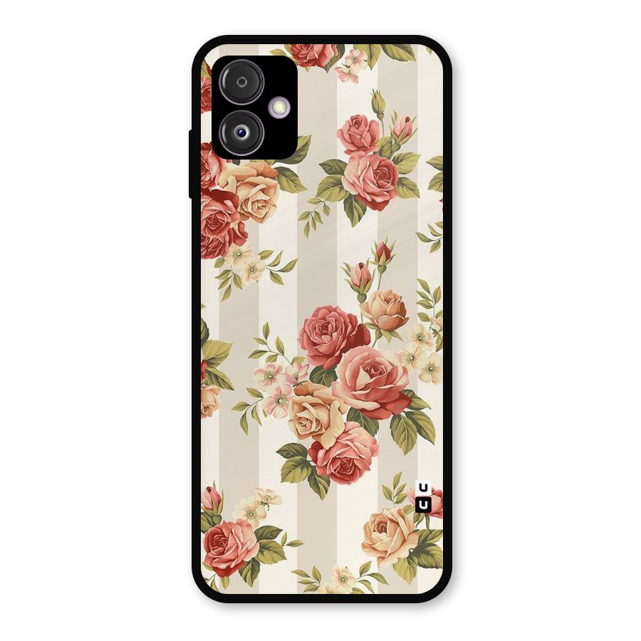 Vintage Color Flowers Metal Back Case for Galaxy F14