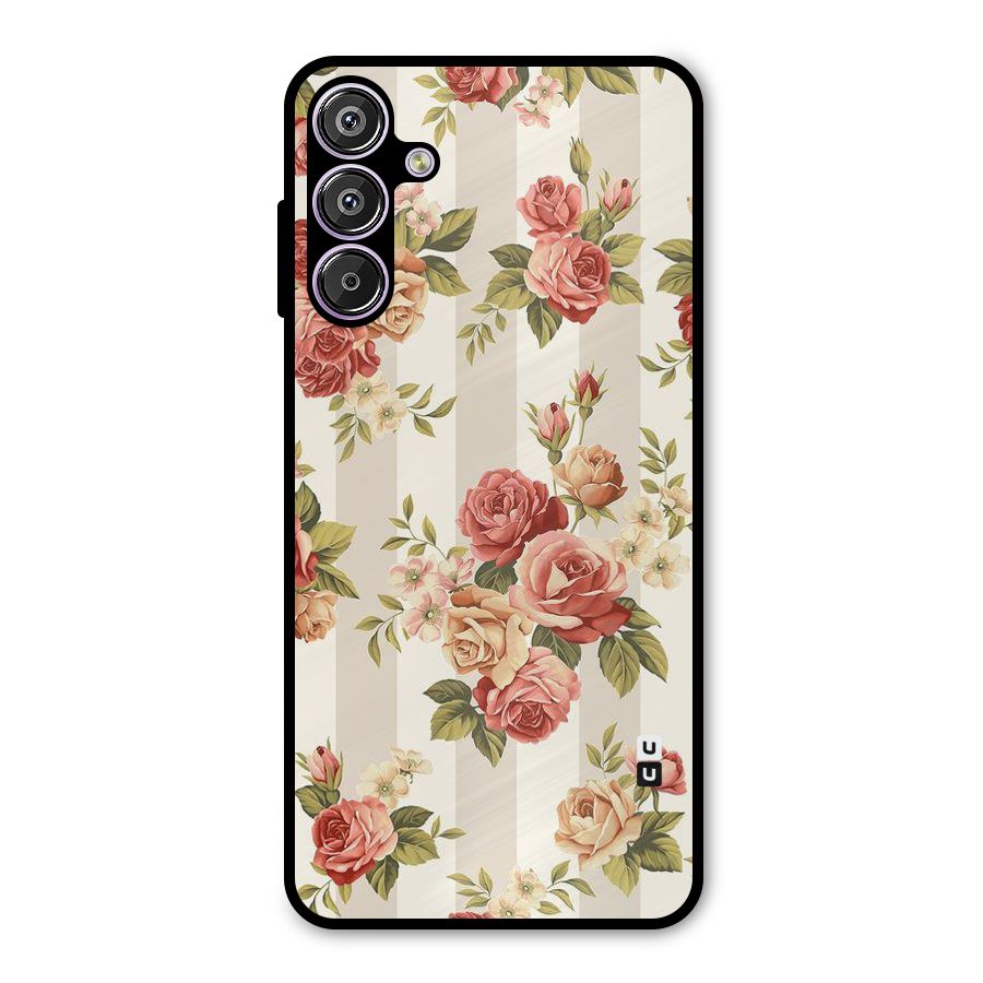 Vintage Color Flowers Metal Back Case for Galaxy F15