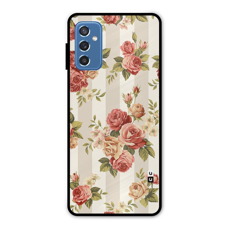 Vintage Color Flowers Metal Back Case for Galaxy M52 5G