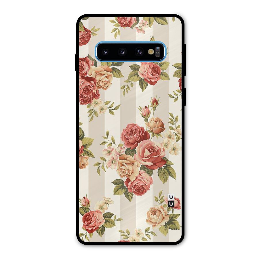 Vintage Color Flowers Metal Back Case for Galaxy S10