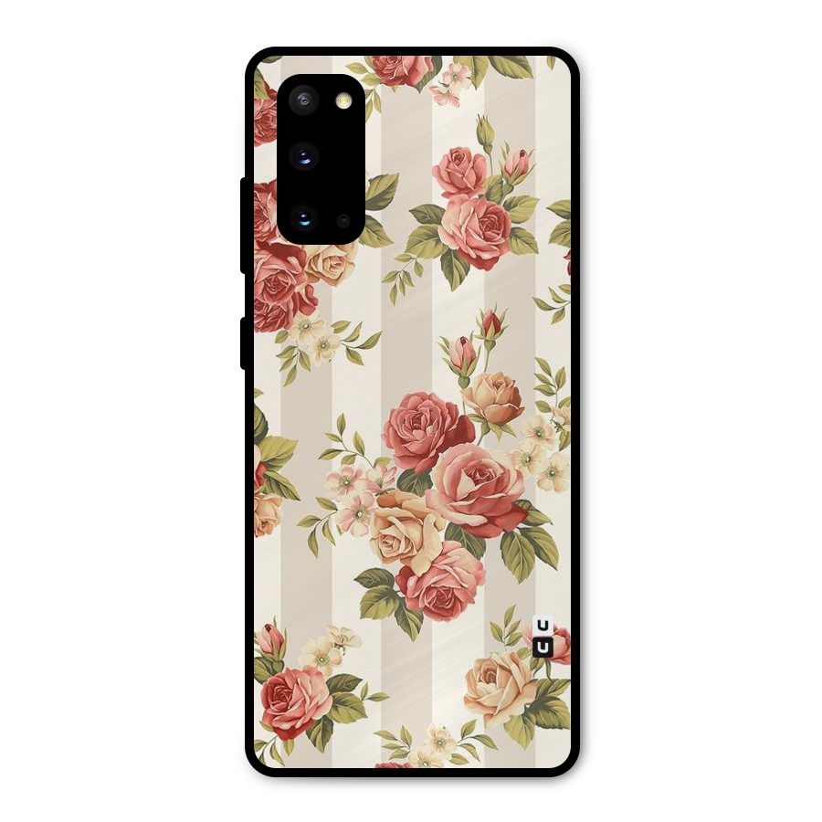 Vintage Color Flowers Metal Back Case for Galaxy S20