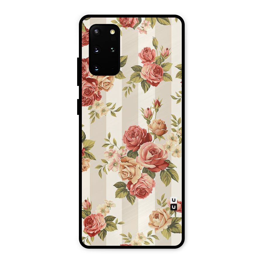Vintage Color Flowers Metal Back Case for Galaxy S20 Plus