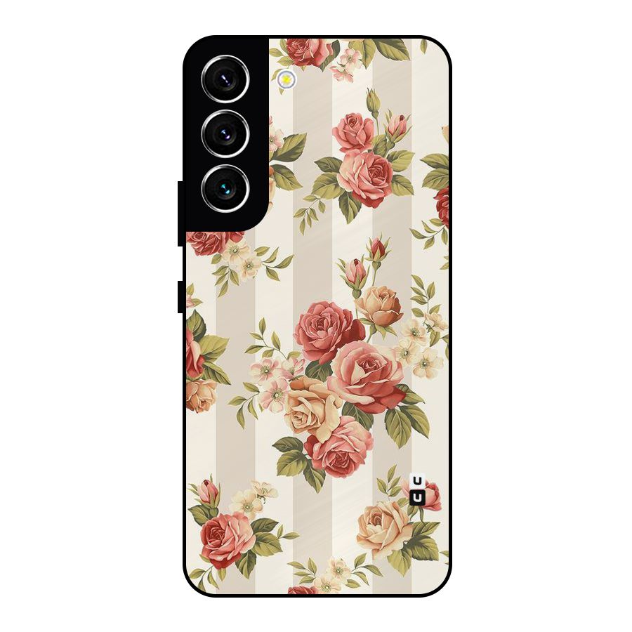 Vintage Color Flowers Metal Back Case for Galaxy S22 5G
