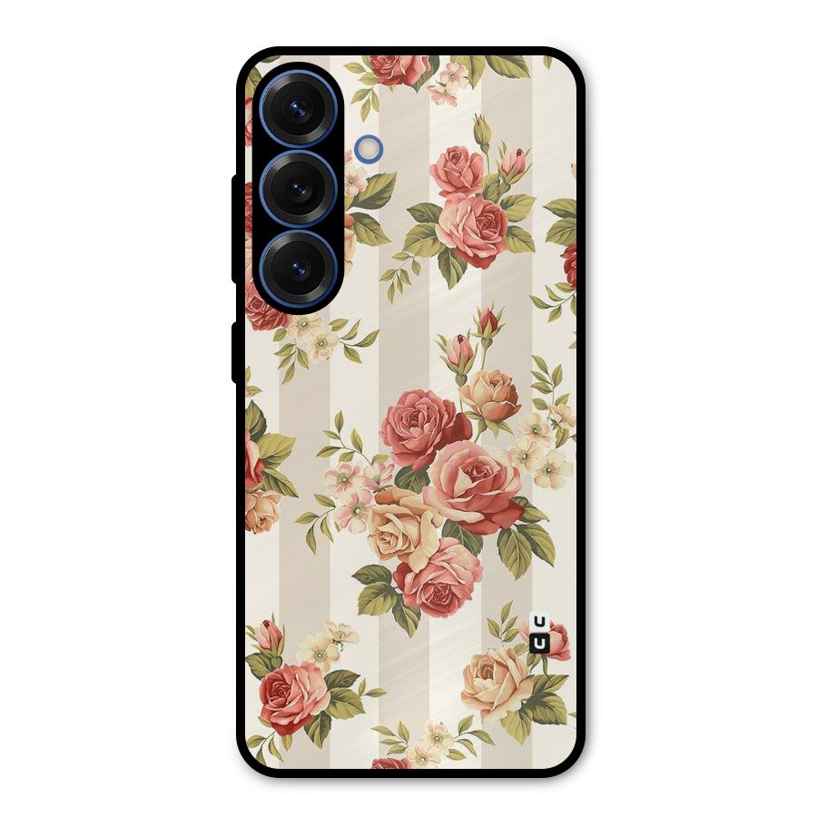 Vintage Color Flowers Metal Back Case for Galaxy S25