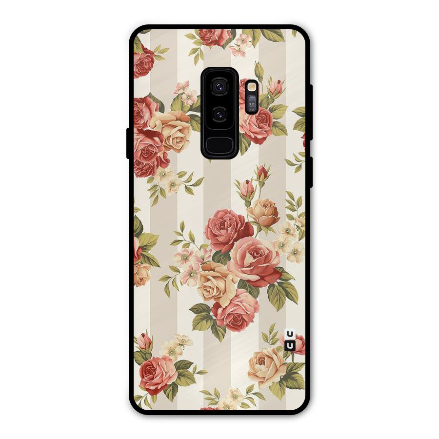 Vintage Color Flowers Metal Back Case for Galaxy S9 Plus