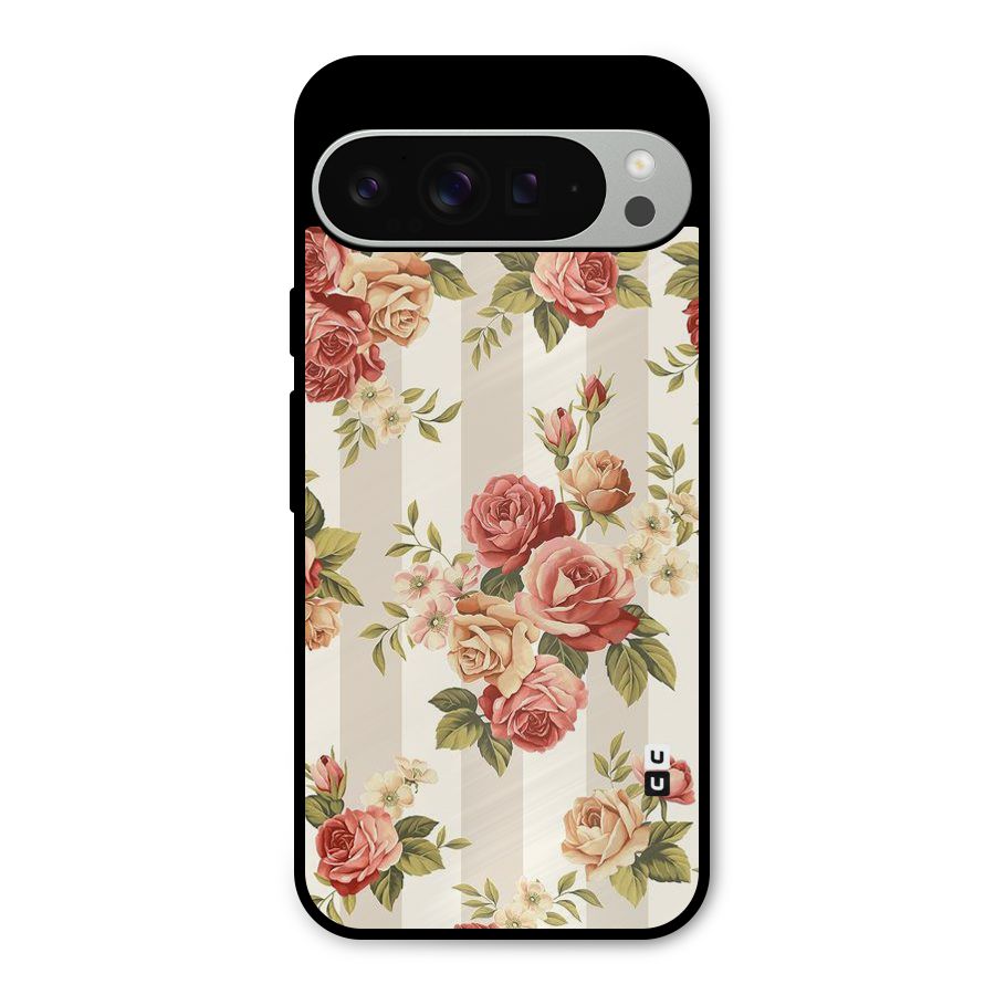 Vintage Color Flowers Metal Back Case for Google Pixel 9 Pro XL