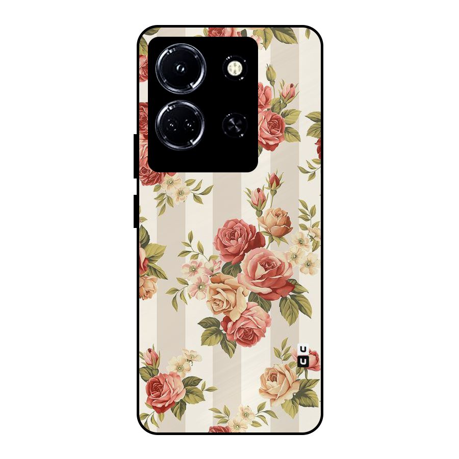 Vintage Color Flowers Metal Back Case for Infinix Note 30 5G