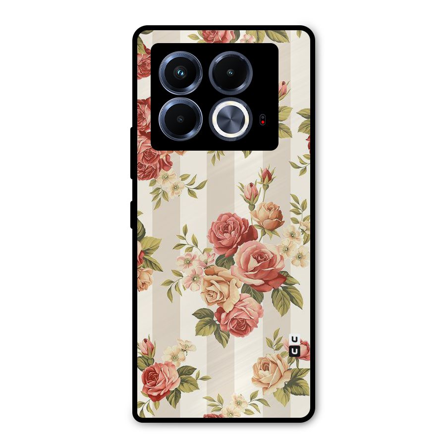 Vintage Color Flowers Metal Back Case for Infinix Note 40 5G