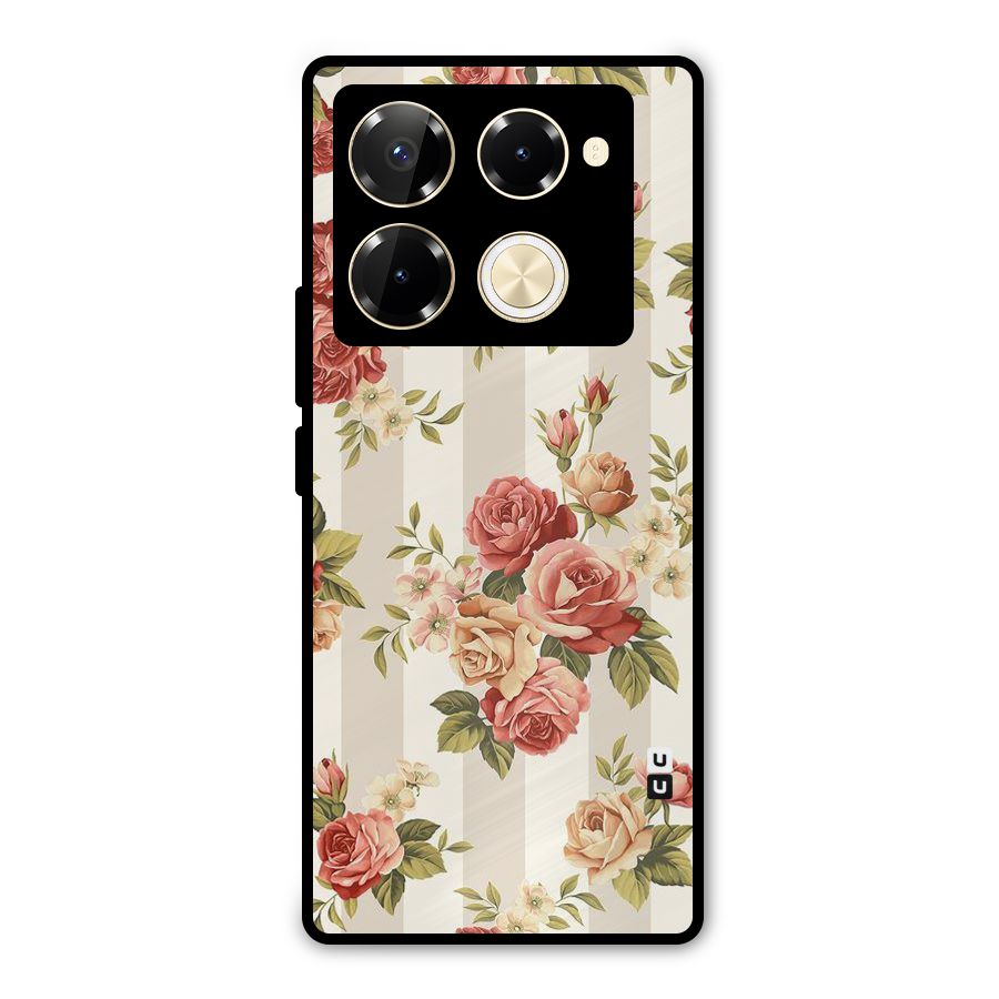Vintage Color Flowers Metal Back Case for Infinix Note 40 Pro Plus