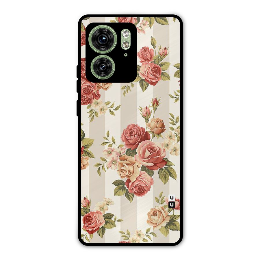Vintage Color Flowers Metal Back Case for Motorola Edge 40 5G