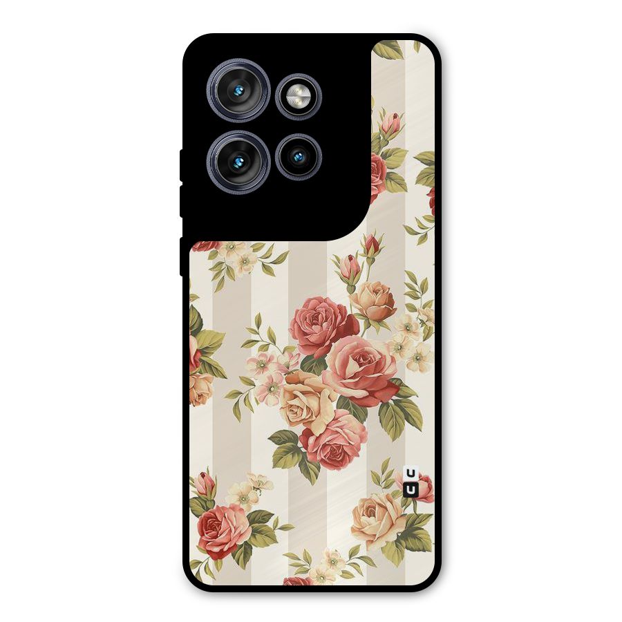 Vintage Color Flowers Metal Back Case for Motorola Edge 50 Neo