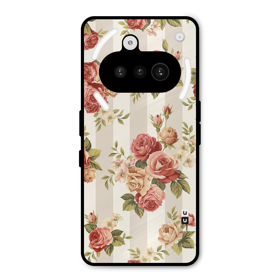 Vintage Color Flowers Metal Back Case for Nothing Phone 3a