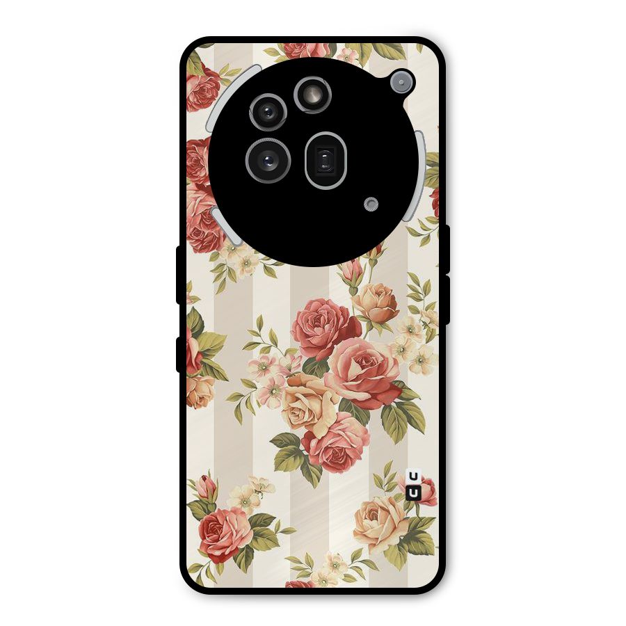 Vintage Color Flowers Metal Back Case for Nothing Phone 3a Pro