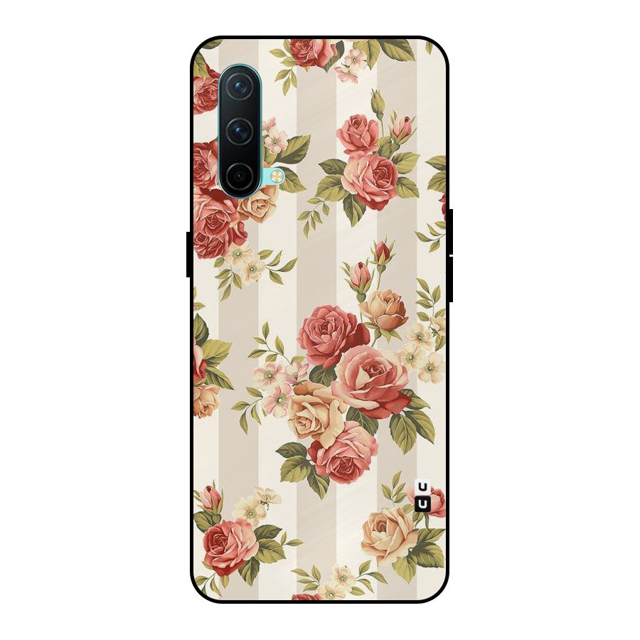 Vintage Color Flowers Metal Back Case for OnePlus Nord CE 5G
