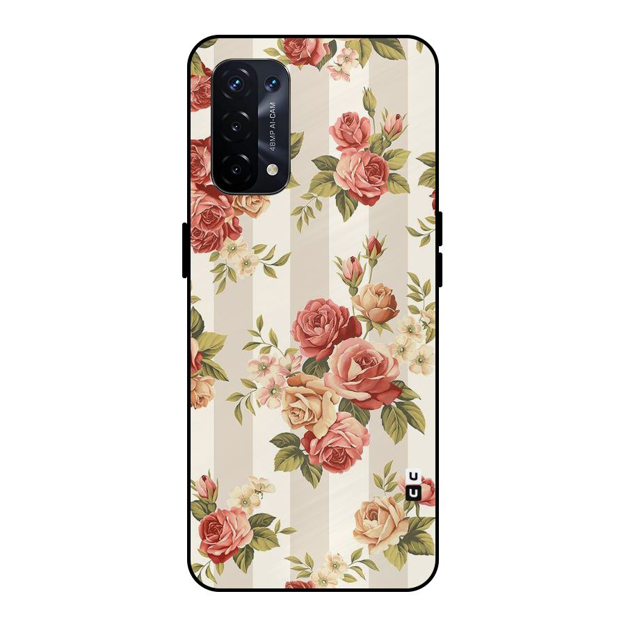 Vintage Color Flowers Metal Back Case for Oppo A74 5G