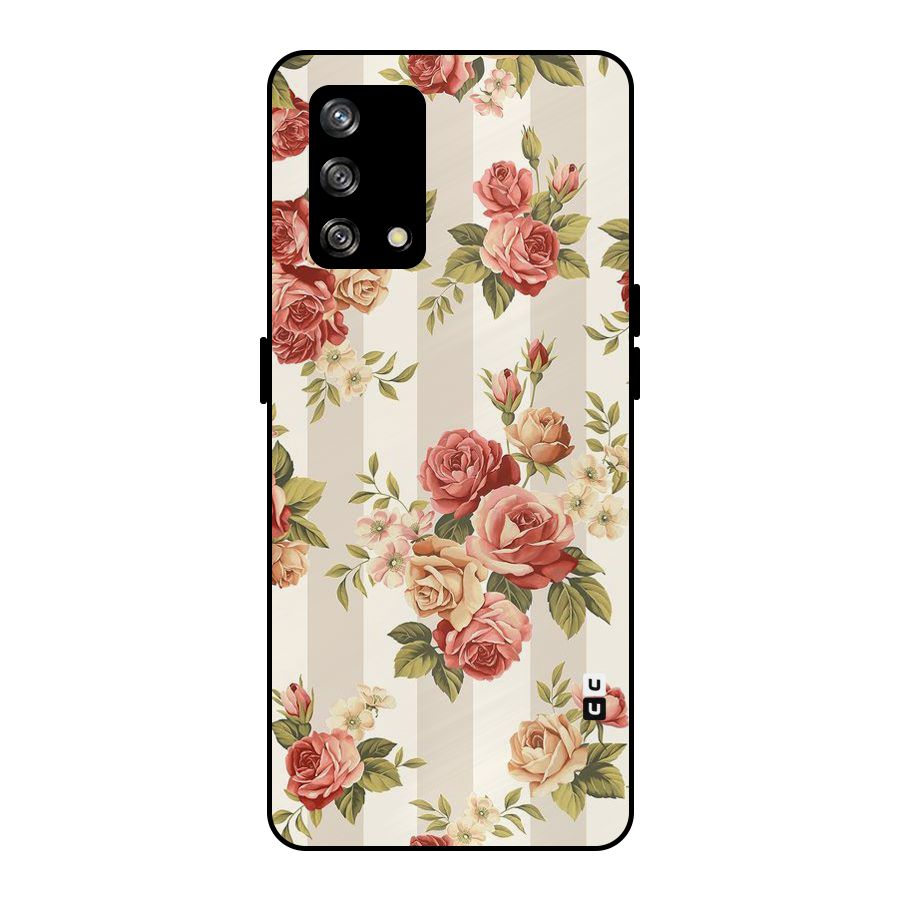 Vintage Color Flowers Metal Back Case for Oppo F19s