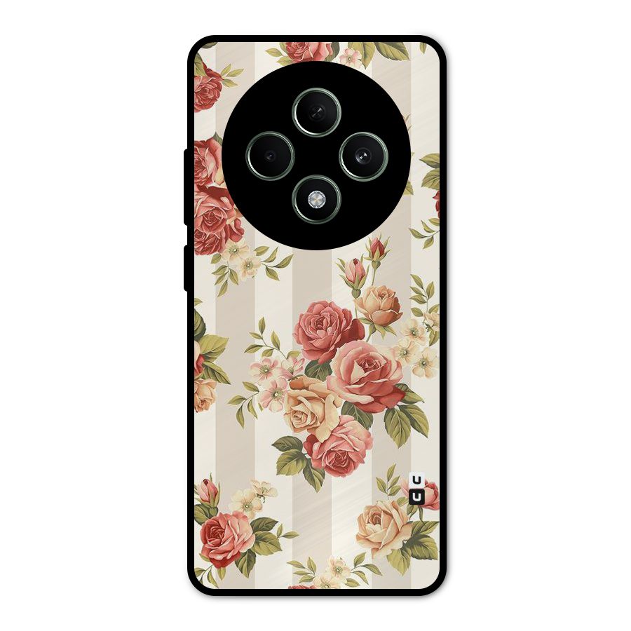 Vintage Color Flowers Metal Back Case for Oppo F27