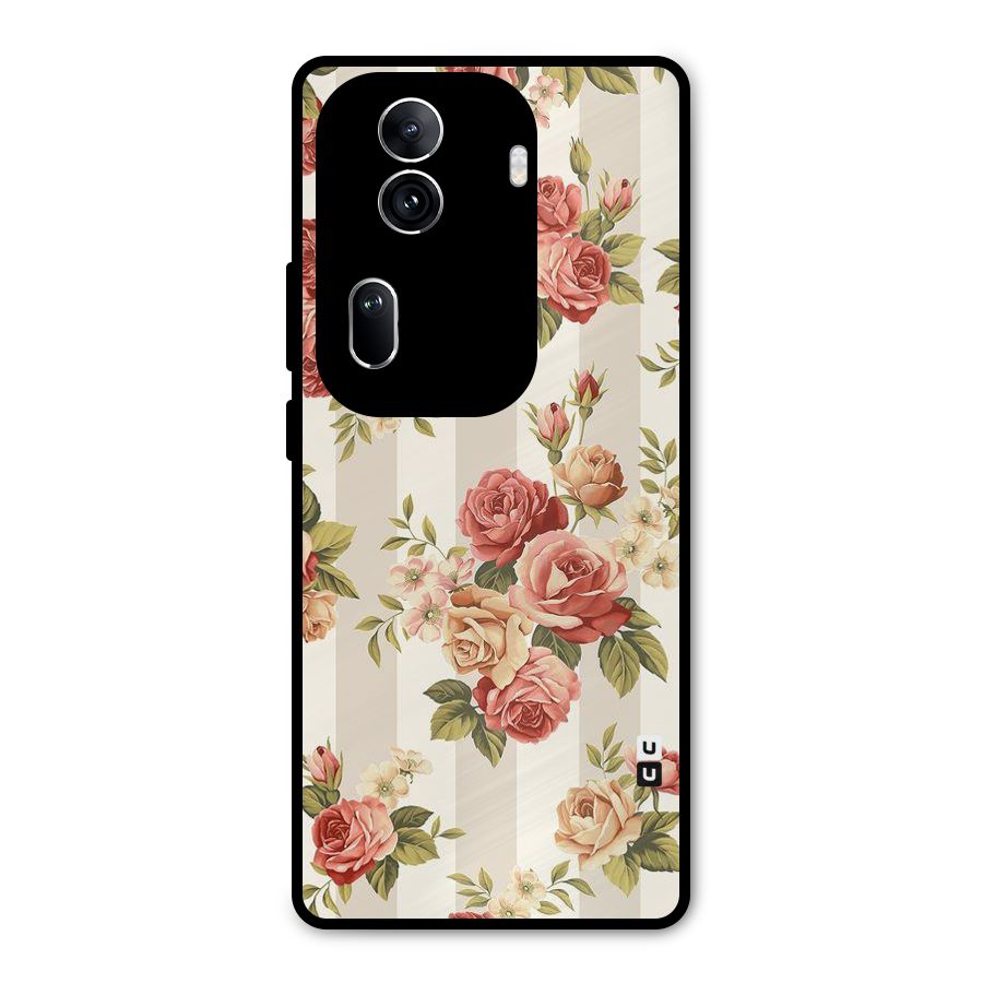 Vintage Color Flowers Metal Back Case for Oppo Reno11 Pro 5G