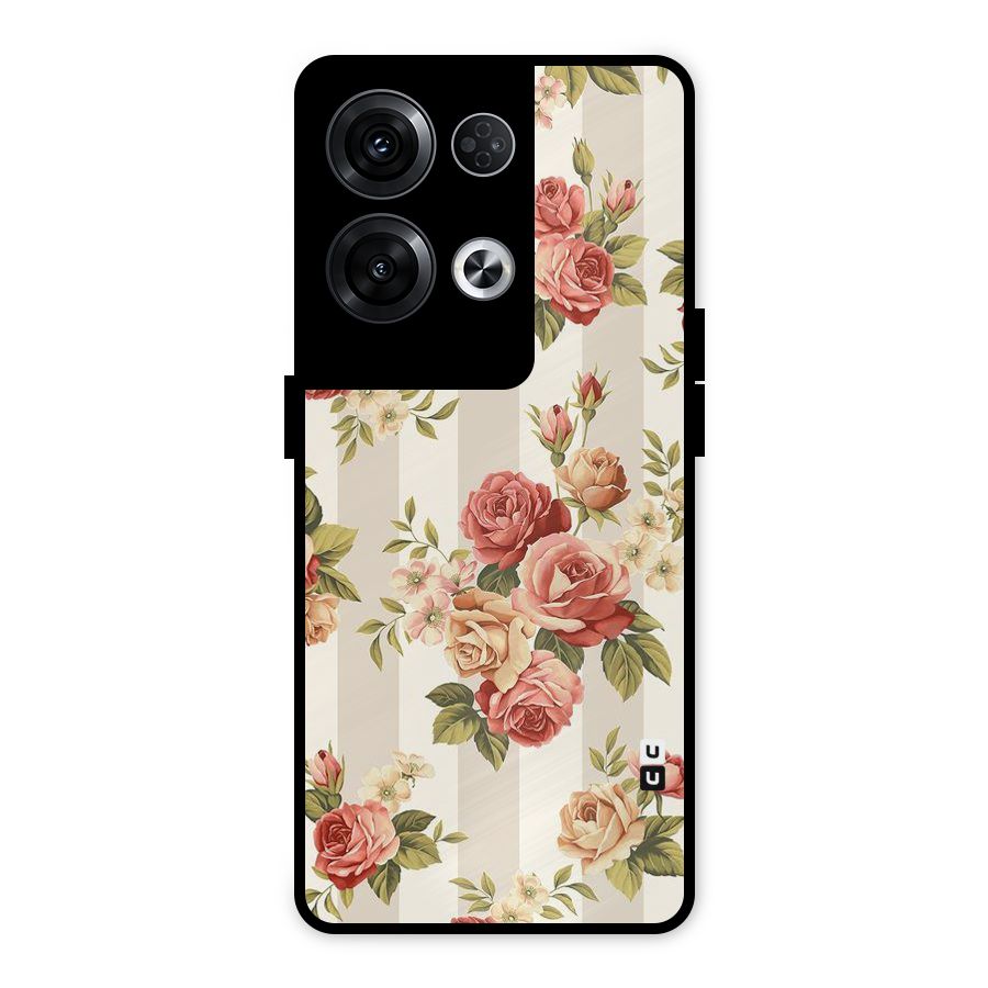 Vintage Color Flowers Metal Back Case for Oppo Reno8 Pro 5G