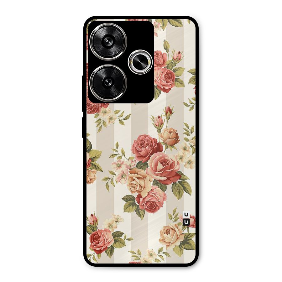 Vintage Color Flowers Metal Back Case for Poco F6
