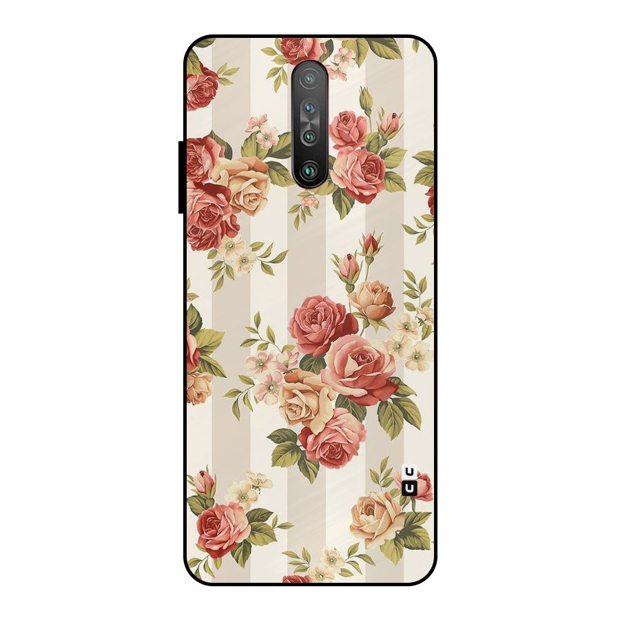 Vintage Color Flowers Metal Back Case for Poco X2