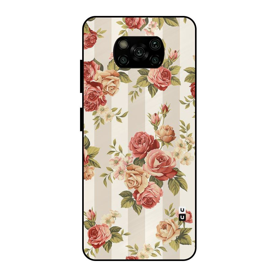 Vintage Color Flowers Metal Back Case for Poco X3