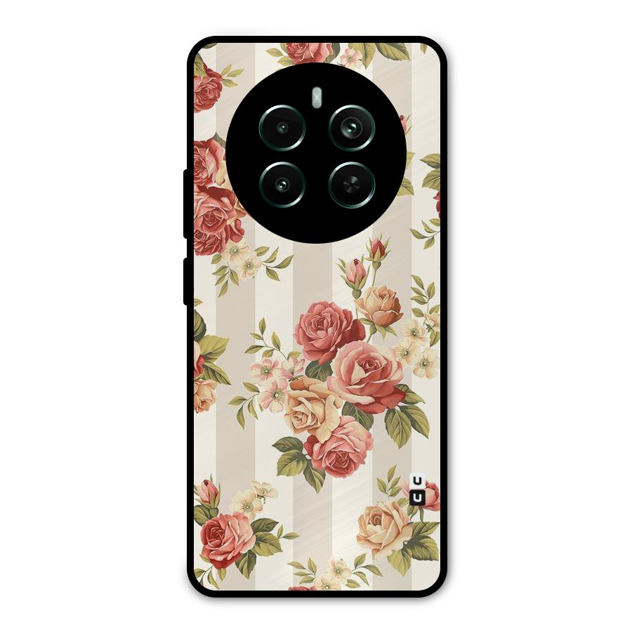 Vintage Color Flowers Metal Back Case for Realme 12 Pro Plus