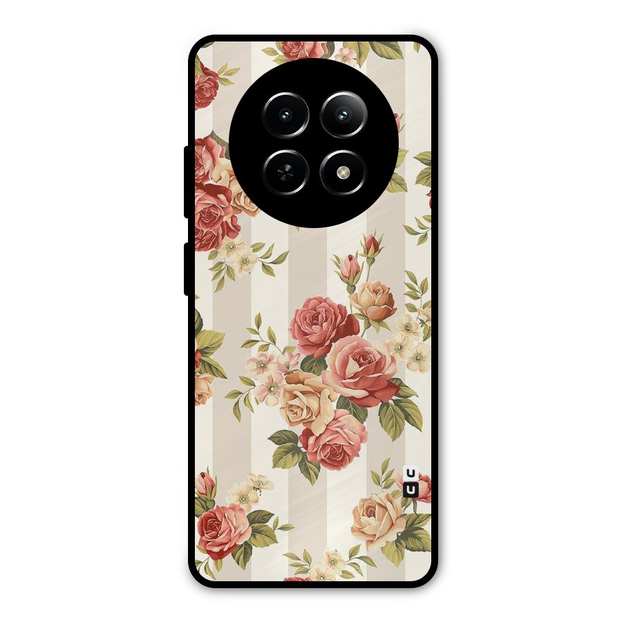 Vintage Color Flowers Metal Back Case for Realme 12x 5G