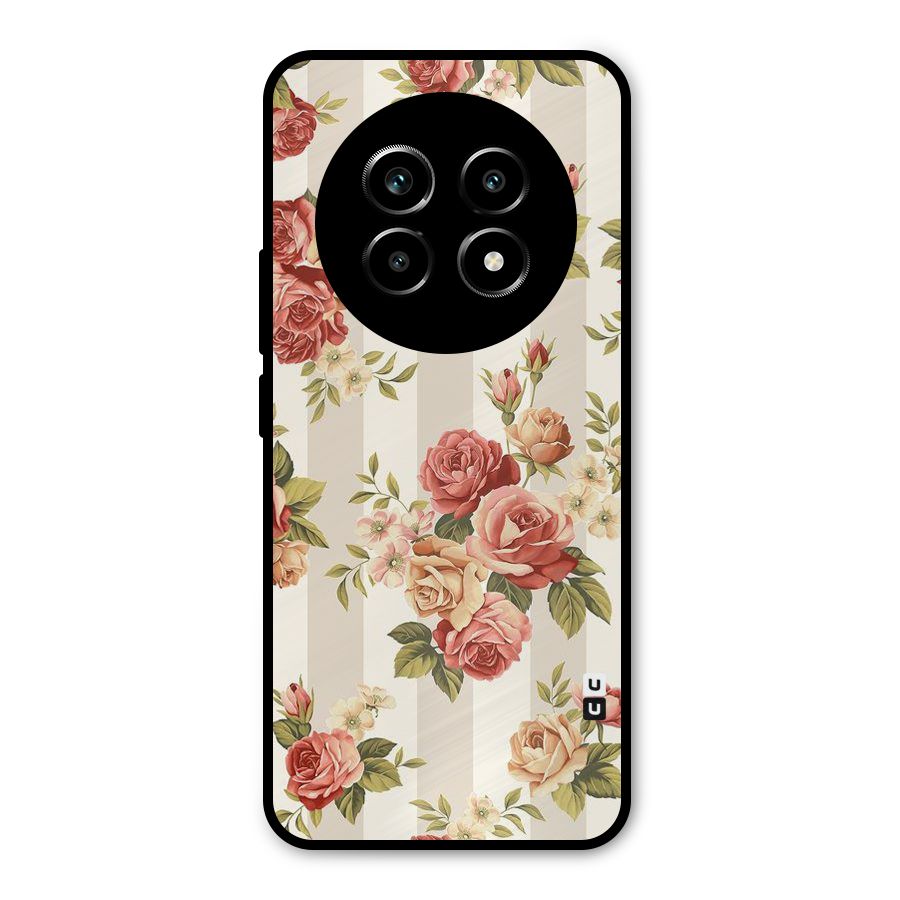 Vintage Color Flowers Metal Back Case for Realme 13 Pro