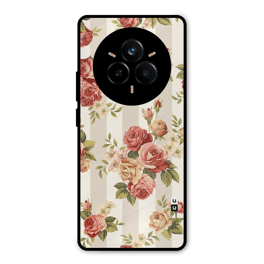 Vintage Color Flowers Metal Back Case for Realme 14 Pro