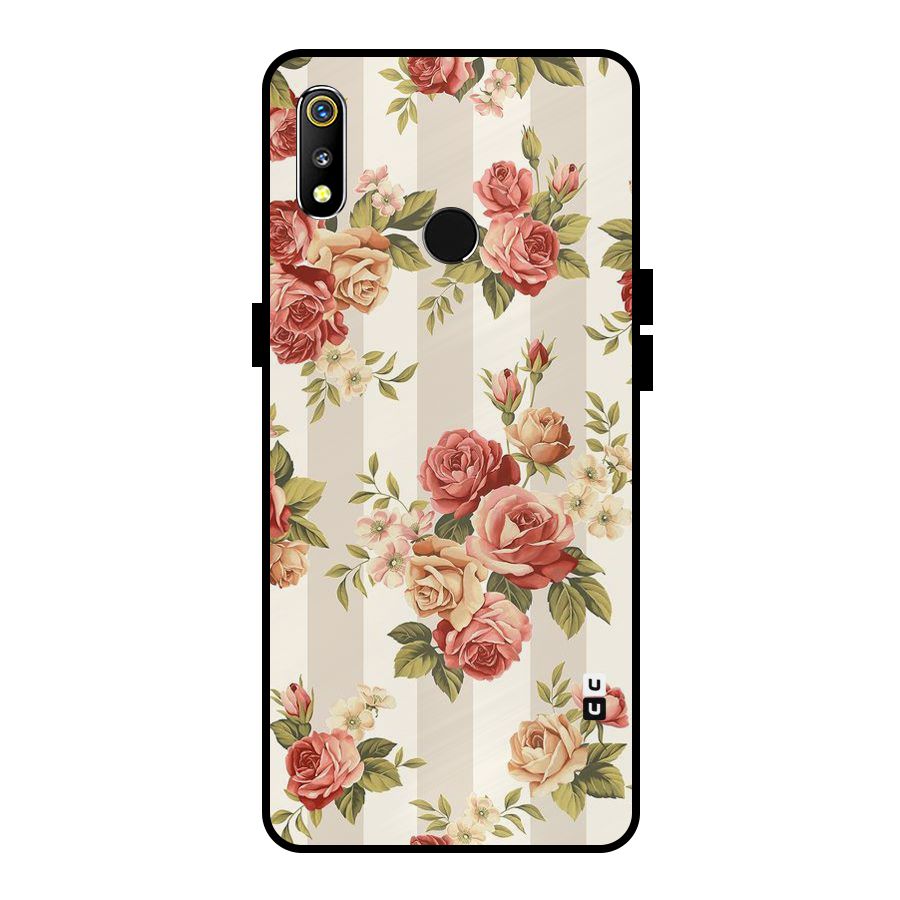 Vintage Color Flowers Metal Back Case for Realme 3i