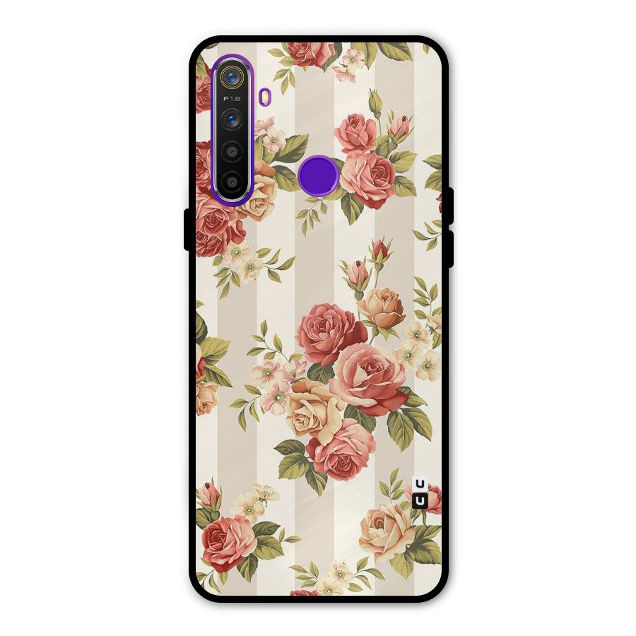 Vintage Color Flowers Metal Back Case for Realme 5i
